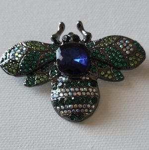 Elegant Green and Blue Crystal Brooch